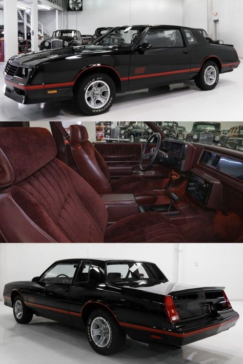 1987 Monte Carlo SS with black exterior and red interor for sale by Daniel Schmitt & Co. Old Monte Carlo, 1980 Monte Carlo, Monte Carlo Car, Monte Carlo Ss, Studebaker Trucks, Chevy Monte Carlo, Old Vintage Cars, Vintage Muscle Cars, Vintage Muscle