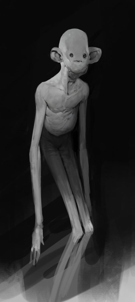 Long arms skinny legs. , Anthony Jones on ArtStation at https://www.artstation.com/artwork/yq899 Legs Drawing, Anthony Jones, Arm Drawing, Scary Drawings, Leg Art, Arm Art, Monster Drawing, Scary Monsters, Cute Monsters