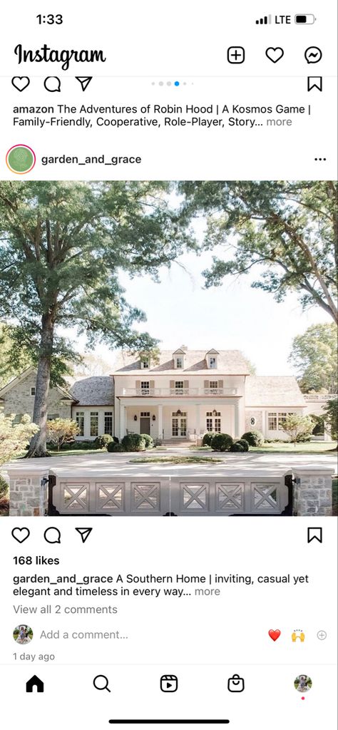 White Southern House, Colonial With Porch, White Brick Colonial, Southern House Exterior, White House Black Shutters, Interesting Houses, White Colonial, Stone Exterior Houses, Brick Cottage