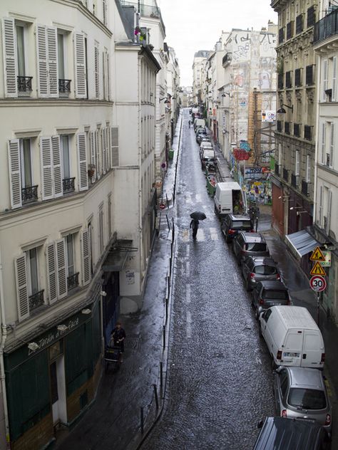 Montmartre, Paris - view from my apartment window Street View From Window, View From Window, Apartment Window, View From My Window, Paris View, Montmartre Paris, Underground Cities, Busy Street, My Apartment