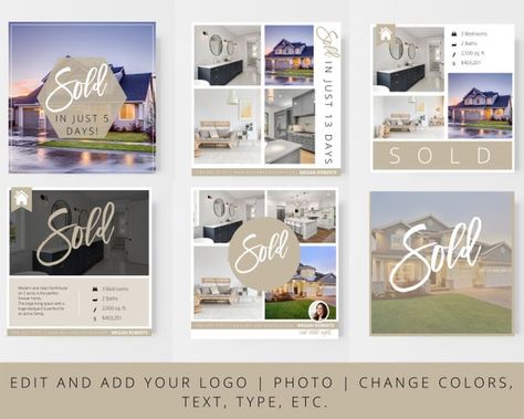 Just Sold Social Media Post, Just Listed Real Estate Social Media, Real Estate Social Media Templates, Realtor Logo Design, Realtor Social Media, Real Estate Social Media, Email Signature Templates, Realtor Branding, Facebook Templates