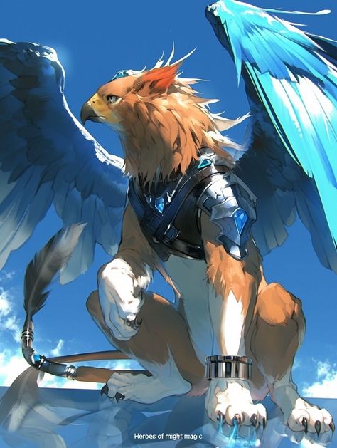 Griffin (Character) —day 3 Griffin Rider Fantasy Art, Griffin Concept Art, Dnd Pets, Dragon Sky, Griffin Mythical, Animal Concept, Art Sources, Griffin Art, Character Day