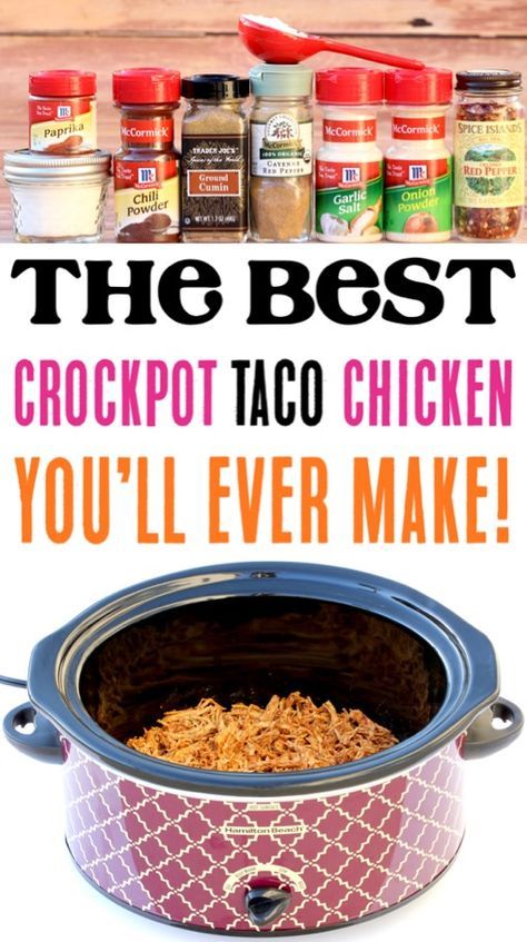 Crockpot Taco Meat, Crockpot Chicken Tacos Recipes, Crockpot Chicken Tacos, Crockpot Taco, Chicken Tacos Recipe, Slow Cooker Chicken Tacos, Taco Meat Recipes, Chicken Tacos Crockpot, Easy Slow Cooker Chicken