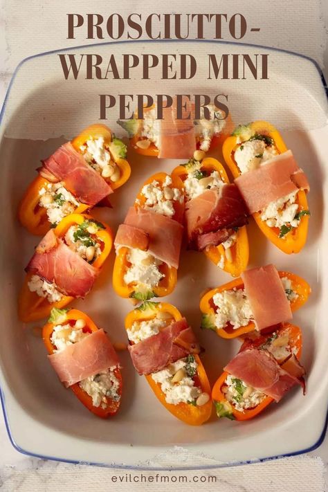 Prosciutto-Wrapped Mini Peppers Stuffed Mini Sweet Peppers, Mini Bell Peppers, Zucchini Pizza Bites, Mini Peppers, Prosciutto Wrapped, Cheese Puff, Appetizer Sandwiches, Cheese Puff Pastry, Mini Sweet Peppers