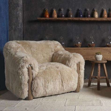 Noble Souls on Instagram: “Named after the French word for shepherd, the Bergere chair seems as though it belongs to the land, anchored and rooted to the earth. Clad…” Bergere Armchair, Sheepskin Chair, Timothy Oulton, French Word, Bergere Chair, Bookcase Sideboard, Mattress Frame, Ottoman Footstool, Beds & Bed Frames