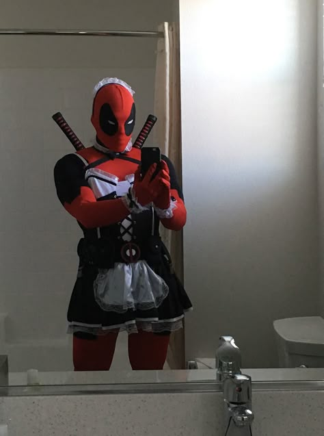 Deadpool Maid Deadpool Maid Outfit, Female Deadpool Cosplay, Lady Deadpool Cosplay, Deadpool Cosplay Girl, Female Deadpool, Deadpool Halloween Costume, Deadpool Halloween, Deadpool Outfit, Cute Deadpool