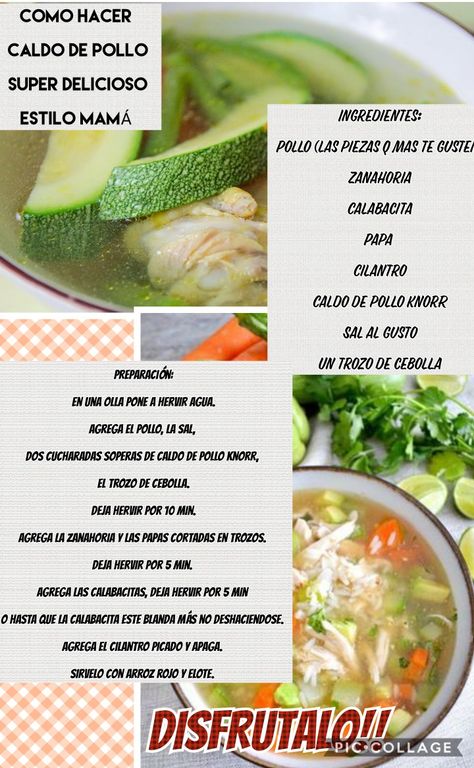 Caldito de Pollo con sabor a hogar! Healthiest Recipes, Detox Soup, Soup Recipes, Soups, Meal Prep, Chicken Recipes, Chef, Yummy Food, Healthy Recipes