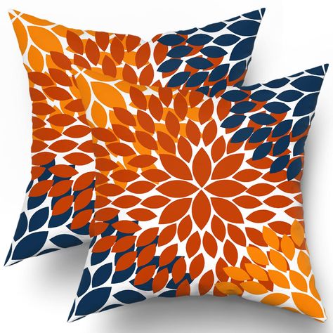 PRICES MAY VARY. Cotton Polyester 【Size】:20x20inches,50x50cm,NOTE:ONLY 2 fall decorations orange pillow covers contained,inserts NOT included ★【HIGH-QUALITY FABRICS】:Burnt Orange Navy Blue throw pillows are made of pure cotton-polyester blend，which has an invisible zipper, double-sided printing, simple and elegant design. It is comfortable and friendly to your skin or pets. indelible after washing. ★【EXCELLENT DESIGN】:Burnt Orange Navy Blue decorative pillows are designed for all home decor, The Navy Blue Decorative Pillows, Navy Blue Pillow, Navy Blue Throw Pillows, Orange Pillow Covers, Fall Room Decor, Navy Blue Pillows, Brown Throw Pillows, Bed Cushion, Couch Pillow Covers