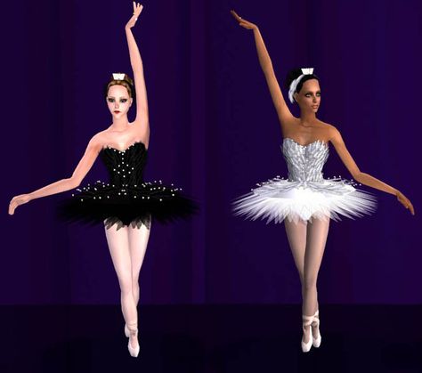 Mod The Sims - Swan Lake: Odette and Odille Tutus Sims 4 Ballerina Dress, Sims 4 Cc Ballerina Clothes, Sims 4 Ballet Cc Clothes, Sims 4 Ballerina Cc, Cc Cosplay, Swan Lake Odette, Sims 4 Wedding Dress, Musical Dress, Snow Dance