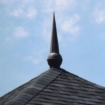 BALL & SPIKE FINIAL Roof Finials Ideas, Roof Finials, Terracotta Roof Tiles, Clay Roof Tiles, Clay Roofs, Copper Roof, Roof Tiles, French Country House, Pitched Roof