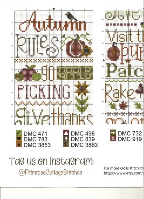 Gallery.ru / Photo #149 - Samplers 4 - Mussen Primrose Cottage Stitches Gallery.ru, Cross Stitch Gallery, Cross Stitch Owl, Autumn Cross Stitch Patterns, Pumpkin Cross Stitch, Fall Cross Stitch, Cross Eyed, Cross Stitch Freebies, Halloween Cross Stitch Patterns