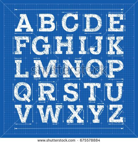 Blueprint alphabet. Technical font. Outline letters. Architecture slab serif typeface. Vector drafting blueprint paper letters. Sketch font with arrow measurement illustration. Blueprint Font, Letters Sketch, Font Outline, Outline Letters, Paper Letters, Letter Images, Popular Fonts, Art Print Collection, Great Fonts