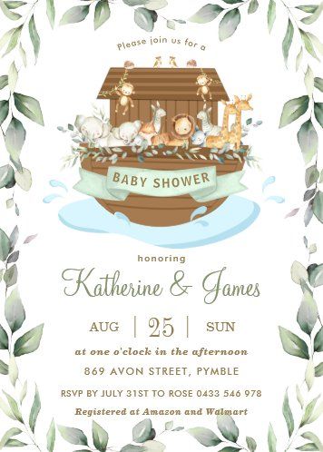 Noah's Ark Animals, Neutral Invitation, Noah's Arc, Sage Green Baby Shower, Noahs Ark Baby Shower, Gender Neutral Invitations, Noahs Arc, Baby Shower Gender Neutral, Noahs Ark Animals