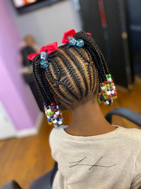 Girl Braids Hairstyles Kids Black Little, Plat Hairstyles Black Natural Hair, Cornrows For Little Black Girls Hair, Braided Pigtails Black Kids, Kids Styles Hair Black Braids, 2 Braided Ponytails For Kids, Two Braided Ponytails For Kids, Children Cornrow Hairstyles Natural Kids, Daughter Hairstyles Braids