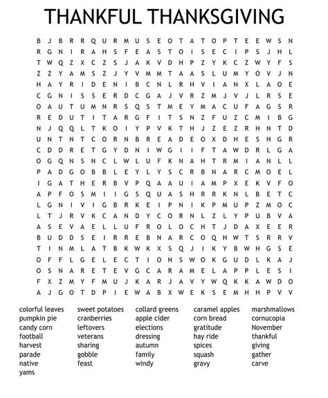 #Thanksgiving #Thankful #Grateful #Gratitude #Blessings #Blessed #WordSearch #Words #Search #WordFind #Find #WordPuzzles #Puzzles #WordGames #Games Harvest Word Search, November Crossword Puzzle, Thanksgiving Word Scramble, Turkey Party, Thanksgiving Word Search, Free Word Search, Nursing Home Activities, Thanksgiving Words, Thankful Thanksgiving