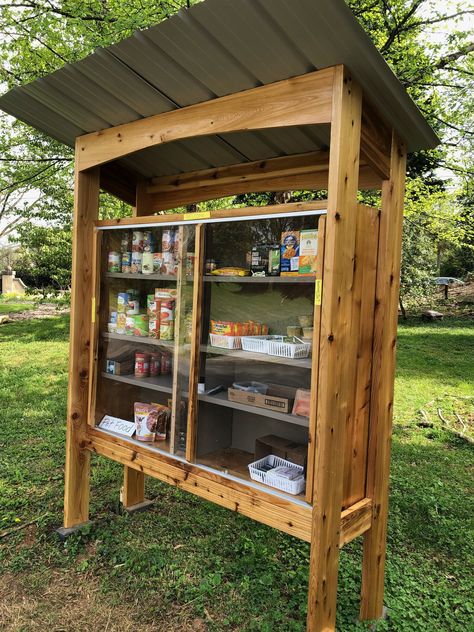 Project Gallery 2021 — little free pantry Lean To On Shipping Container, Blessing Box Food Pantry Diy, Community Food Pantry Design, Free Produce Stand, Community Pantry Ideas, Blessing Box Plans, Roadside Bread Stand, Blessings Box Ideas, Community Food Pantry Ideas