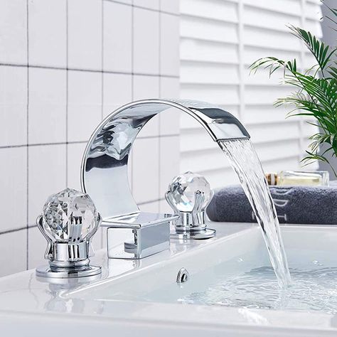 Bathtub Filler, Bathroom Faucets Chrome, Bathroom Faucets Waterfall, Vanity Basin, Sink Mixer Taps, Chrome Bathroom, Widespread Bathroom Faucet, Brass Faucet, Basin Mixer Taps