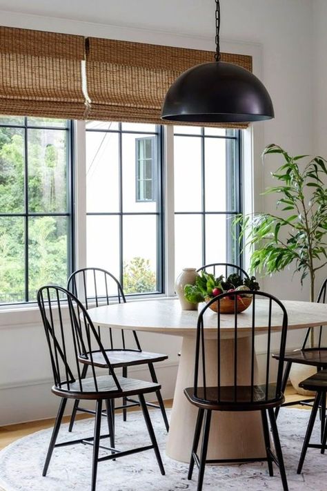 Roman Shades Large Windows, Dining Area Decor Ideas, Window Treatments For Large Windows, Roman Shades And Curtains, Curtains For Dining Room, Large Window Coverings, Kitchen Roman Shades, Large Window Treatments, Kitchen Window Blinds