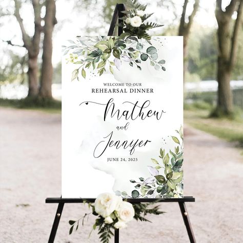 Wedding Rehearsal Dinner Signs, Watercolour Leaf, Wedding Welcome Sign, Welcome To Our Wedding, Wedding Rehearsal, Wedding Welcome Signs, Photo Wedding, Wedding Florals, Sign Templates