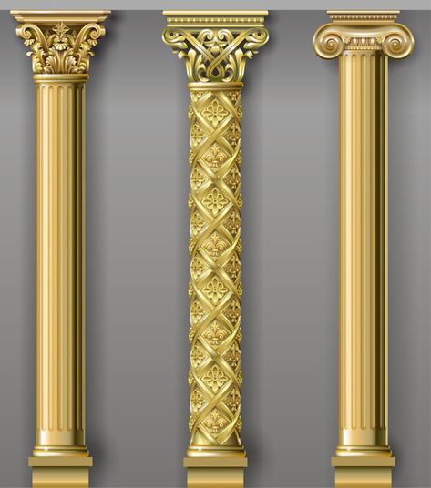 Golden luxury classic arch portal with columns | Premium Vector #Freepik #vector #frame #vintage #gold #vintage-frame Classic House Interior Design, Architecture Baroque, Architectural Columns, Pillar Design, Column Design, Wooden Picture Frames, Frame Collection, Ornament Frame, घर की सजावट