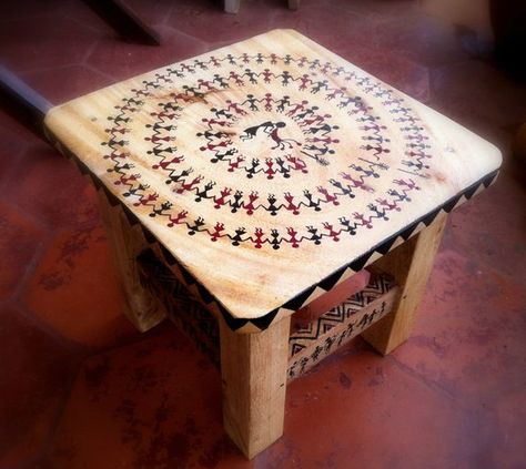 Warli - tabletop Warli Paintings, Kalamkari Art, Warli Painting, Tea Tables, Warli Art, Art Frames, Marble Painting, Tanjore Painting, Indian Folk Art