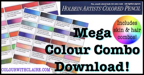 Mega Holbein Pencils Colour Combo Chart! Holbein Colored Pencils Combination, Pencil Techniques, Dmc Embroidery, Colored Pencil Techniques, Dmc Embroidery Floss, Adult Colouring, Colour Combo, Color Pencils, Color Pencil