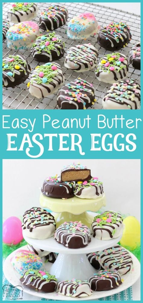 Peanut Butter Easter Eggs, Peanut Butter Eggs, Easter Sweets, Easter Baking, Easter Goodies, Oreo Dessert, Easy Peanut Butter, Peanut Butter Recipes, Homemade Candies