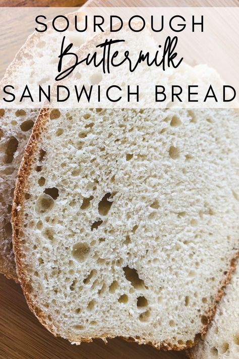 This Sourdough Buttermilk Sandwich Bread has a soft and tender crumb. The combination of these two tangy ingredients creates an amazing flavor! Sourdough Recipes Bread, Sourdough Buttermilk, Sourdough Sandwich Bread, Buttermilk Substitute, Buttermilk Bread, Sourdough Bread Sandwiches, Sourdough Sandwich, Sandwich Bread Recipes, Recipes Bread