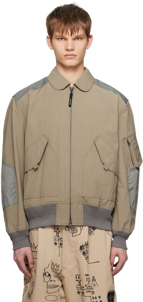 Junya Watanabe Beige Karrimor Edition Paneled Bomber Jacket Utility Details Fashion, Utility Fashion, Graphic Jackets, Carhartt Jacket, Canvas Jacket, Jackets Men Fashion, Junya Watanabe, Little Outfits, Outdoor Men