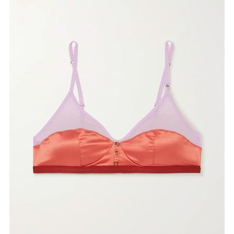 Made From Stretch-Satin And Chiffon, The Apricot And Lilac 'Ceila' Bralette Has Soft Cups Detailed With Tortoiseshell Buttons. The Shoulder Straps Are Adjustable And The Elasticated Underband Offers Light Support. -Designer Size 1 = 32b, But Can Also Fit 34a And 30c -Fits True To Size -Model Is 177cm/ 5'10", Bra Size 32c And Is Wearing The Designer's Size 2 -69% Polyester, 11% Elastane, 10% Polyamide, 10% Cotton Satin Bralette, Soft Cup, Love Stories, Stretch Satin, Orange And Purple, Bra Sizes, Apricot, Shoulder Straps, Bralette