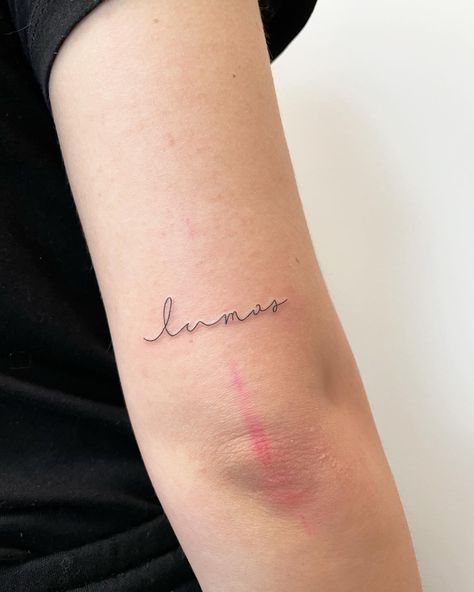 Lumos Nox Tattoo, Lumos Tattoo, Swift Tattoo, Lumos Nox, Taylor Swift Tattoo, Tatoo Inspiration, Fineline Tattoo, Tattoo Art, Body Art Tattoos