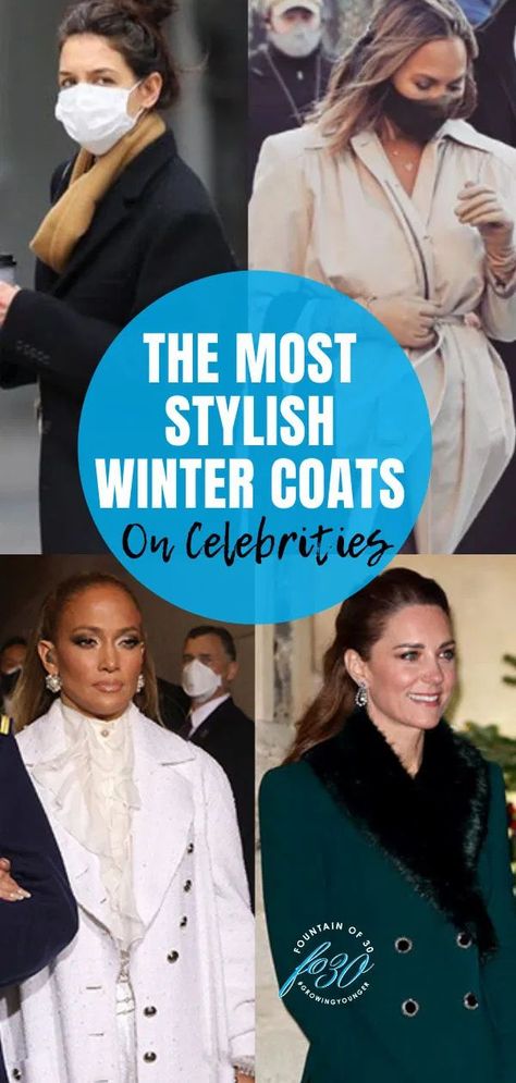 Update your winter wardrobe like a celebrity! See the most stylish winter coats on Katie Holmes, Chrissy Teigen, Kate Middleton and Jennifer Lopez. #celebrity #fashion #winterfashion #over40 #coats Chrissy Teigen Model, Stylish Winter Coats, Tops Fall Outfits, Celebrity Quotes, Streetwear Chic, Fall Trends Outfits, Chic Winter Outfits, Winter Outfits Cold, Stylish Coat