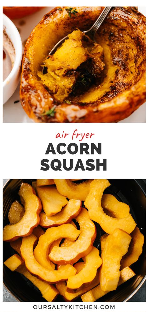 Roasted Acorn Squash Air Fryer, How To Peel Acorn Squash, Acorn Squash Recipe Air Fryer, Roast Acorn Squash, Air Fryer Acorn Squash, Oven Roasted Squash, Acorn Squash Roasted, Dried Acorns, High Potassium Foods