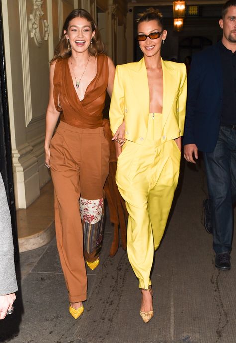 Bella And Gigi Hadid, Gigi And Bella, Yellow Outfits, Johannes Huebl, Bella Gigi Hadid, Gigi Style, Gigi Hadid Outfits, Gigi Hadid Style, Hadid Sisters