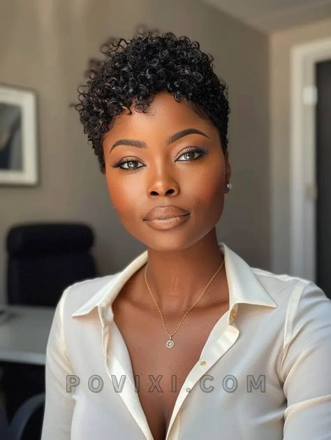 Discover 33 Trendy Short Haircuts for Black Women Featuring Natural and Curly Styles for 2024 Short Natural Styles, Curly Pixie Cut, Natural Hair Haircuts, Short Haircuts For Black Women, Short Natural Curly Hair, Short Curly Pixie, Curly Styles, Haircuts For Black Women, Twa Hairstyles