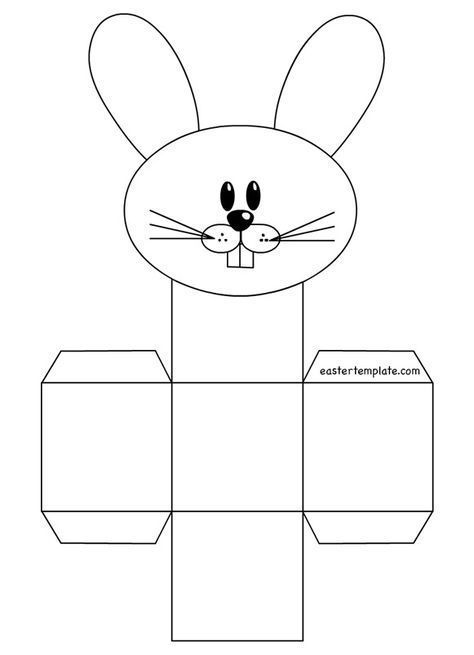 rabbit-box-template Paper Crafts For Kindergarten, Bunny Box Template, Easter Basket Template, Crafts For Kindergarten, Basket Template, Black And White Template, Box Title, Easter Bunny Template, Easter Paper Crafts