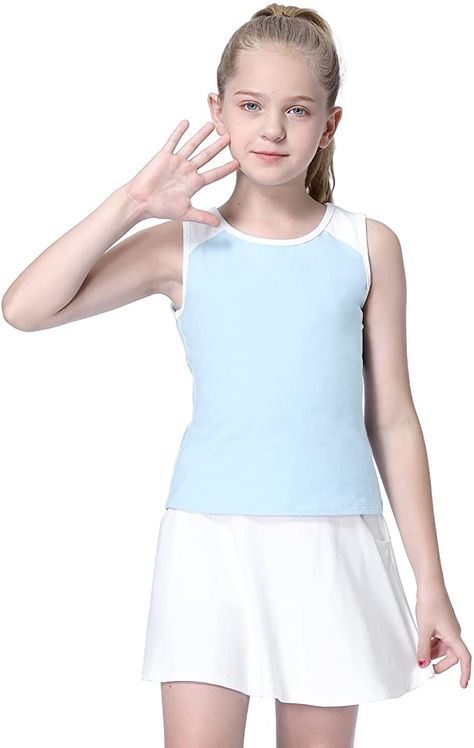 STELLE Girls Tennis Dress Golf Outfit Kids Sleeveless Tank Top and Skirt Skorts with Shorts Pockets Top Golf Outfit, Girls Tennis Dress, Girl Tennis Outfit, Tennis Outfits, Girls Dancewear, Tennis Tank Tops, Leotard Dress, Yoga Pants Girls, Athletic Skirt