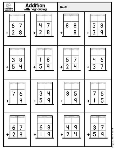 Addition with Regrouping Worksheets - Superstar Worksheets Addition With Regrouping Worksheets, Subtraction With Regrouping Worksheets, Superstar Worksheets, Regrouping Addition, Education Support, Study Sheets, Addition With Regrouping, Maths Worksheet, Math Addition Worksheets