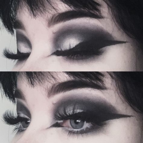 Low Key Goth Makeup, Hooded Eye Makeup Goth, Soft Goth Makeup Hooded Eyes, Gothic Formal Makeup, Romantic Goth Eye Makeup, Trad Goth Makeup Hooded Eyes, Goth Hooded Eye Makeup, Easy Trad Goth Makeup, Formal Goth Makeup