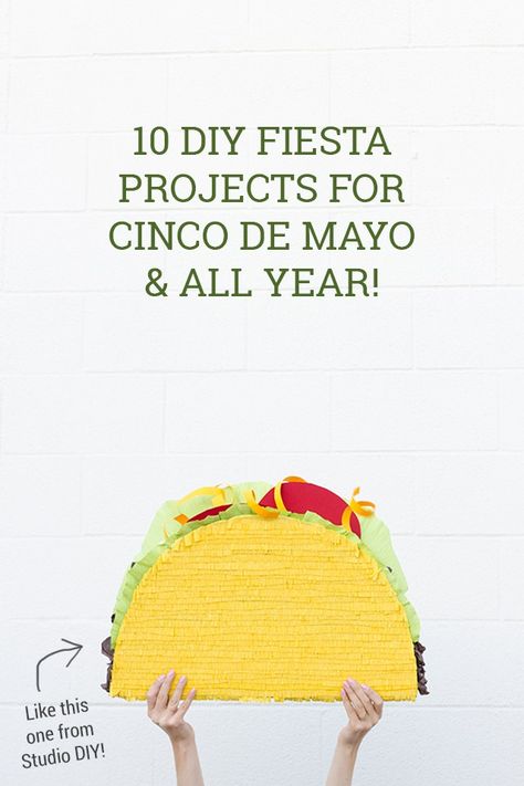 These 10 DIY fiesta projects will help you create the perfect Cinco de Mayo party, with everything from food to favors, decor, and games! Taco Pinata, Donkey Pinata, Summer Kids Party, Pinata Diy, Mexico Party, Holidays Crafts, Twin Birthday Parties, Piñata Ideas, Fresh Guacamole