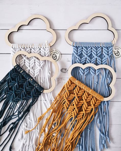 Macrame Cloud, Macrame Projects Ideas, Macrame Nursery, Boho Artwork, Cloud Decoration, Macrame Wall Hanging Diy, String Art Diy, Fiber Jewelry, Boho Theme