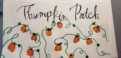 Fingerprint Pumpkin Patch, Thumb Print Pumpkin Painting, Thumbkin Patch Craft, Thumbkin Patch, Thanksgiving Baby Crafts, Prek Halloween Party, Fall Toddler Art, Fall Art Crafts, Ece Teacher