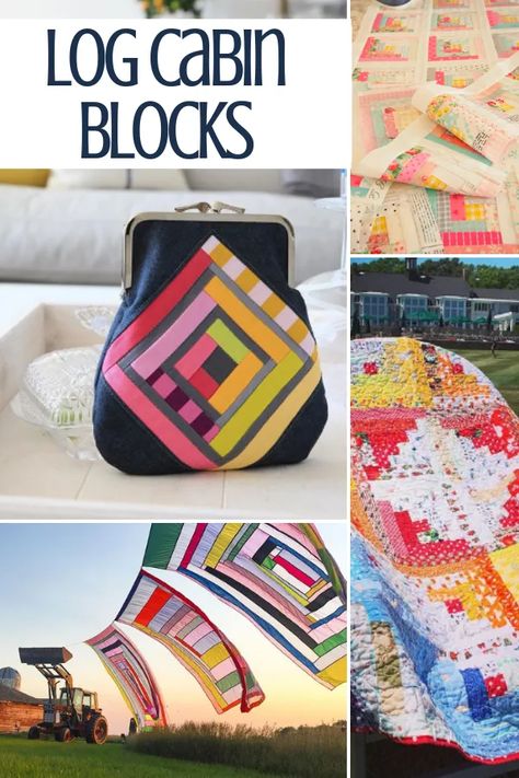 Block Stretches, Simple Log Cabin, Sewing With Scraps, Cabin Quilt Block, Scrap Quilting, Log Cabin Blocks, Modern Log Cabin, Free Quilt Tutorials, Quick Projects