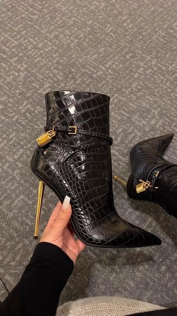 Personal Shopper on Instagram: "TOM FORD $1990 Link in stories After 24 hrs please dm for link" Tom Ford Boots, Tom Ford Heels, Tom Ford Shoes, Leather High Heel Boots, Point Shoes, Crocodile Leather, Gold Heels, Womens Boots Ankle, High Heel Boots