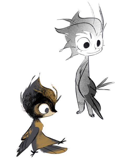 Cute Bird Character Design, Monster Character Design Cute, Cute Creature Character Design, Tiny Character Design, Bird People Art, Bird Character Art, Baby Character Design, Cute Animal Character Design, Character Design Monster