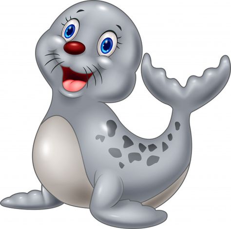 Cute baby seal cartoon on white backgrou... | Premium Vector #Freepik #vector #background #baby #nature #character Cute Baby Seal, Seal Cartoon, Baby Seal, Cartoon Fish, Image Chat, Cute Cartoon Animals, Art Drawings For Kids, Cartoon Clip Art, Cartoon Pics