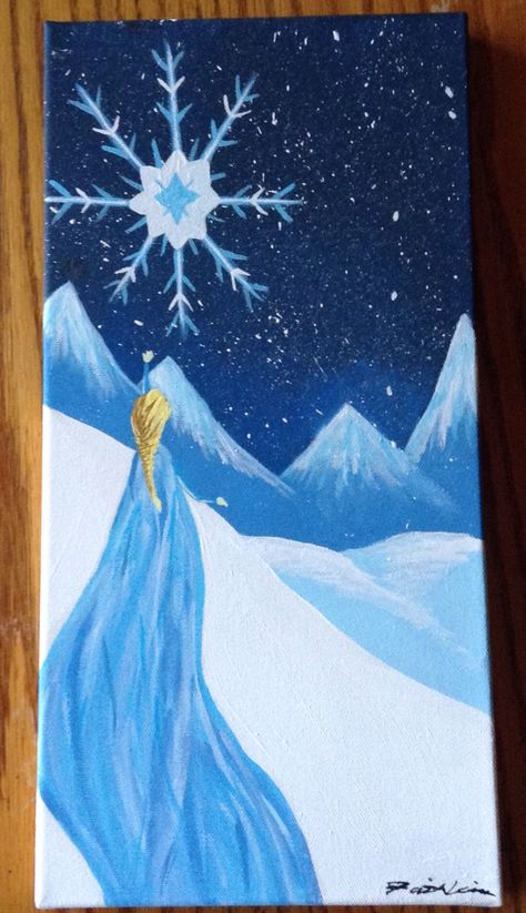 Frozen Painting Ideas, Princess Painting Canvas, Disney Art Painting Easy, Disney Painting Ideas, Elsa Painting, Disney Princess Paintings, Expressive Drawing, Frozen Painting, Princess Painting