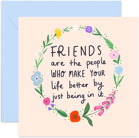 Old English Co. Friends Make Life Better Birthday Card - Cute Flower Female Card for Best Friend | Happy Floral Gift for Ladies, BFF, Her | Blank Inside & Envelope Included : Amazon.co.uk: Stationery & Office Supplies Birthday Cards For Women Handmade Simple, Encouraging Cards For Friends, Friend Cards Handmade, Birthday Sentiments For Friends, Quotes For Bff, Friend Card Ideas, Card Ideas For Friends, Greeting Cards For Friends, Birthday Card Friend