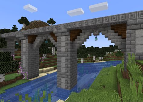 Roman aqueduct #minecraft Aqueduct Minecraft, Minecraft Aqueduct, Minecraft Reference, Minecraft Steampunk, Roman Aqueduct, Minecraft Inspiration, Minecraft Plans, Roman Style, Minecraft Stuff