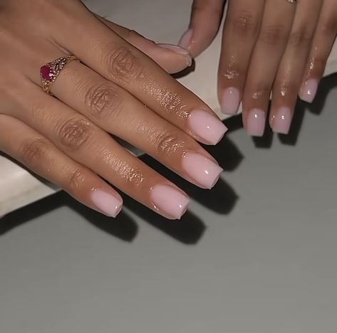 Square Pink Gel Nails, Cute Blush Pink Nails, Soft Blush Nails, Soft Pink Overlay Nails, Light Pink Overlay Nails, Gel Mani Short Nails Pink, Pink Gel Overlay Nails, Soft Pink Manicure, Overlay Nails Pink